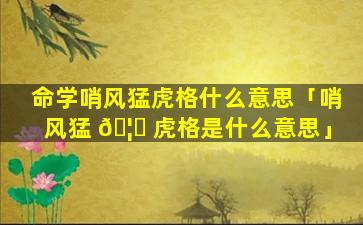 命学哨风猛虎格什么意思「哨风猛 🦟 虎格是什么意思」